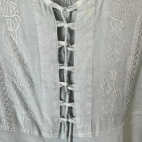 Sapogee Bohemian Dress with Corset Bodice Lace Detail Free Size Sage Green - Picture 4 of 16